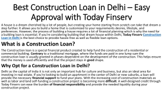 Construction Loan in Delhi Simplified – Instant Approval with Today Finserv
