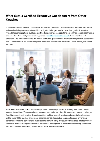 What Sets a Certified Executive Coach Apart from Other Coaches