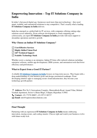Empowering Innovation – Top IT Solutions Company in India