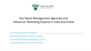 Top Talent Management Agencies and Influencer Marketing Experts in India and Dubai