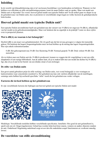 Hoeveel geluid maakt een typische Daikin unit?