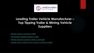 Leading Trailer Vehicle Manufacturer – Top Tipping Trailer & Mining Vehicle Suppliers