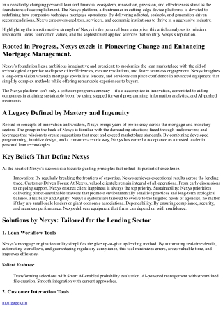 Revolutionizing How Loans Are Done,   Nexys Engineers Combines    Advanced Innov