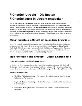 Frühstück Utrecht – Die besten Frühstücksorte in Utrecht entdecken