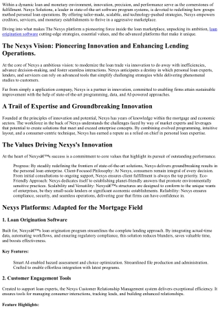 Nexys, LLC:    Digitizing the Mortgage Industry with    Forward-Thinking Innovat