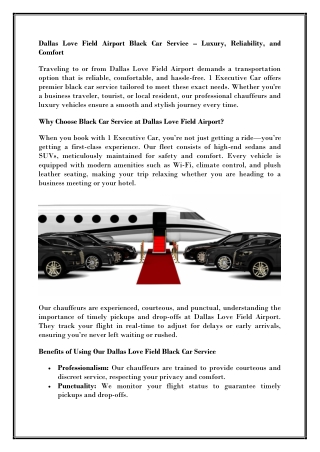 Dallas Love Field Airport Black Car Service