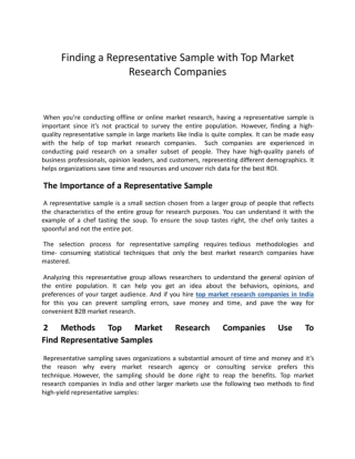 Top Market Research Company in India