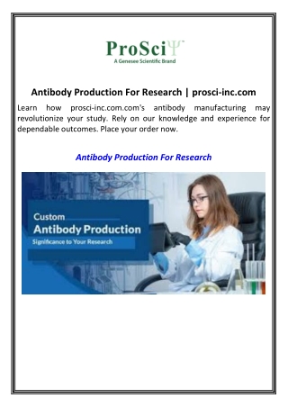 Antibody Production For Research  prosci-inc.com
