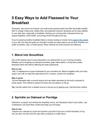 5 Easy Ways to Add Flaxseed to Your Breakfast