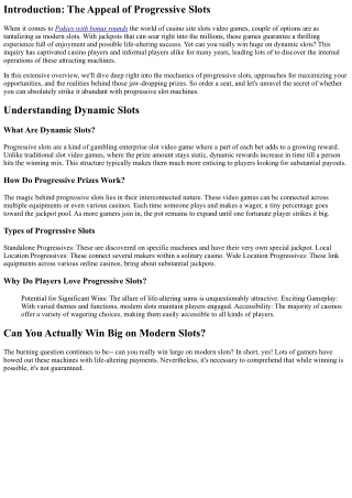 introduction the appeal of progressive slots