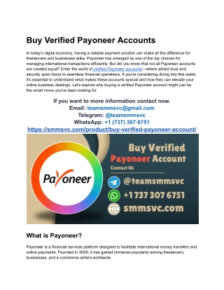 Best Price Online Buy Payoneer Account with Full Verification