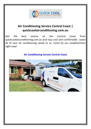 Air Conditioning Service Central Coast  quickcoolairconditioning.com.au