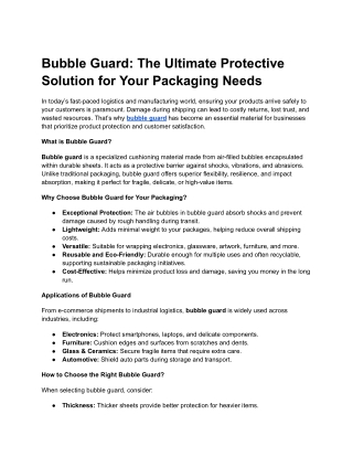 Bubble Guard_ The Ultimate Protective Solution for Your Packaging Needs