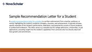 s ample recommendation letter for a student