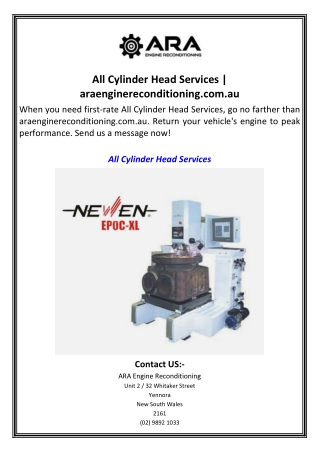 All Cylinder Head Services  araenginereconditioning.com.au