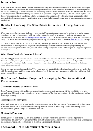 Hands-On Learning: The Secret Sauce to Tucson's Thriving Business Students