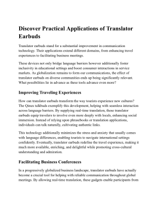 discover practical applications of translator