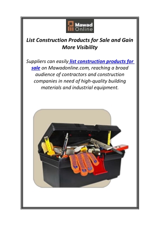 list construction products for sale and gain more