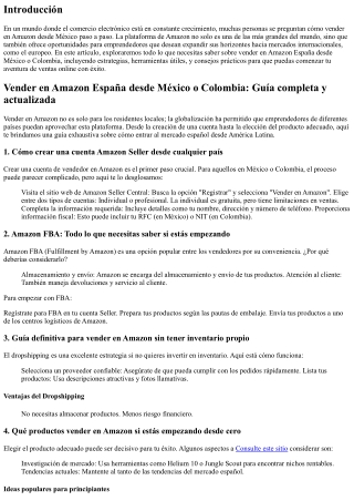 Vender en Amazon España desde México o Colombia: Guía completa y actualizada