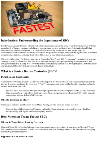 introduction understanding the importance of sbcs