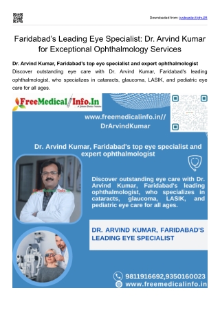 Faridabad’s Leading Eye Specialist Dr. Arvind Kumar for Exceptional Ophthalmology Services