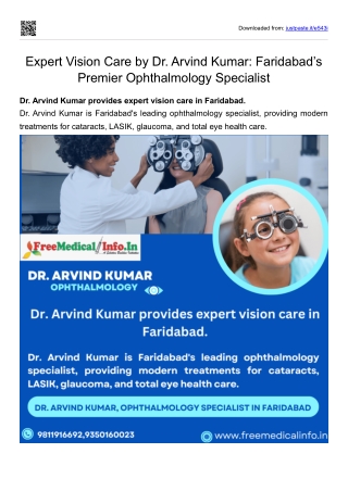 Expert Vision Care by Dr. Arvind Kumar Faridabad’s Premier Ophthalmology Specialist