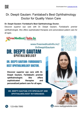 Dr. Deepti Gautam Faridabad’s Best Ophthalmology Doctor for Quality Vision Care