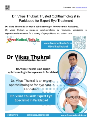 Dr. Vikas Thukral Trusted Ophthalmologist in Faridabad for Expert Eye Treatment