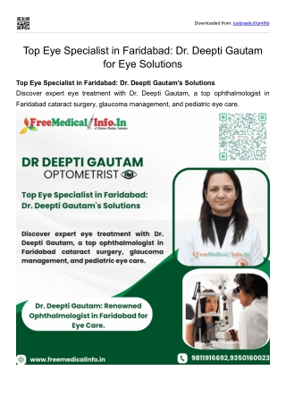 Top Eye Specialist in Faridabad Dr. Deepti Gautam for Eye Solutions
