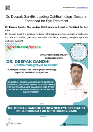 Dr. Deepak Gandhi Leading Ophthalmology Doctor in Faridabad for Eye Treatment
