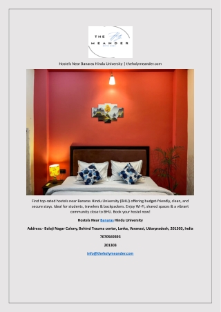 Hostels Near Banaras Hindu University