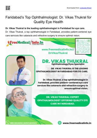 Faridabad’s Top Ophthalmologist Dr. Vikas Thukral for Quality Eye Health