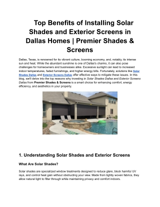 Top Benefits of Installing Solar Shades and Exterior Screens in Dallas Homes _ Premier Shades & Screens