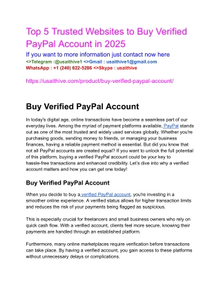Top 5 Trusted Websites to Buy Verified     PayPal Account in 2025