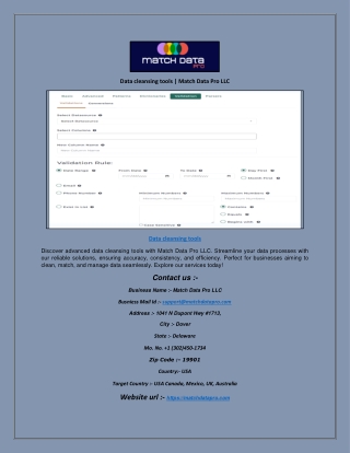Data cleansing tools | Match Data Pro LLC