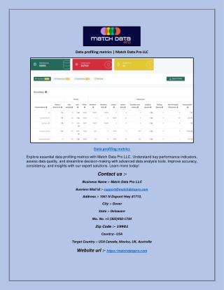 Data profiling metrics | Match Data Pro LLC