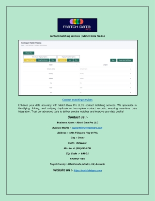 Contact matching services | Match Data Pro LLC