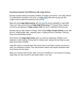 Unlocking Corporate Travel Efficiency with Indigo Airlines