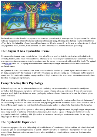 psychedelic trance often described as psytrance