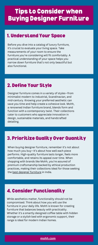 Tips to Consider when Buying Designer Furniture
