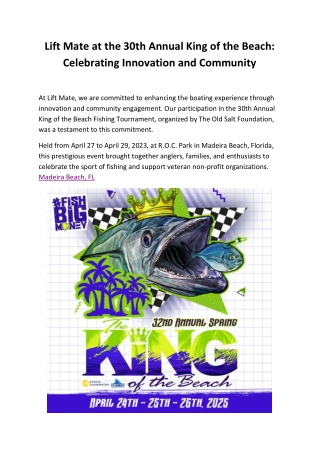 Lift Mate at the 30th Annual King of the Beach