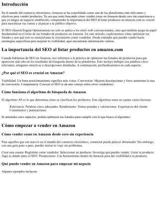 La importancia del SEO al listar productos en amazon.com