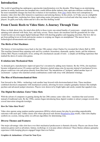 From Classic Reels to Video Slots: A Journey Through Time