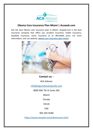 Obama Care Insurance Plan Miami | Acaweb.com