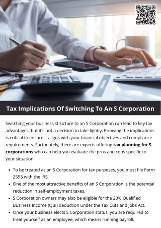 Tax Implications Of Switching To An S Corporation