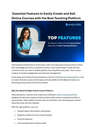 Essential Features to Easily Create and Sell Online Courses with the Best Teaching Platform