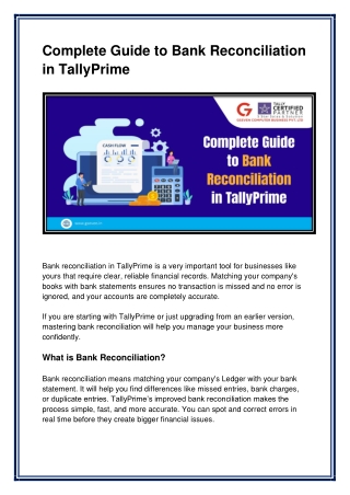 Complete Guide to Bank Reconciliation in TallyPrime
