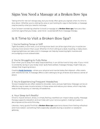 Signs You Need a Massage at a Broken Bow Spa