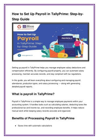 How to Set Up Payroll in TallyPrime Step-by-Step Guide