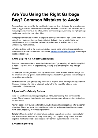 Are You Using the Right Garbage Bag_ Common Mistakes to Avoid